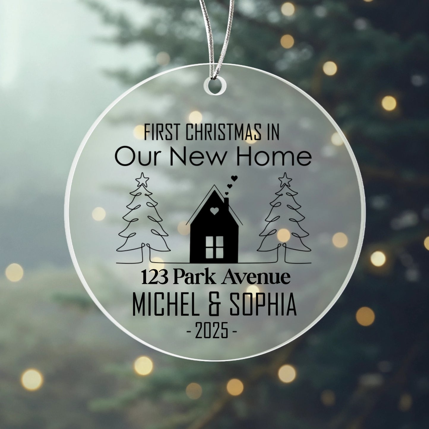 First Christmas in Our New Home Personalized Acrylic Ornament 2025 – Custom Address Ornament, New Homeowner Gift Keepsake