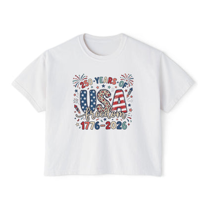 USA Freedom 250th Anniversary Women's Boxy Tee