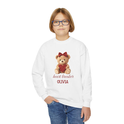 Heart Breaker Teddy Bear Personalized Kids Sweatshirt