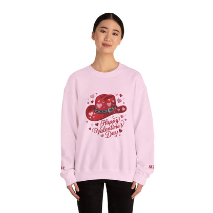 Valentine's Day Red Heart Cowboy Hat Sweatshirt