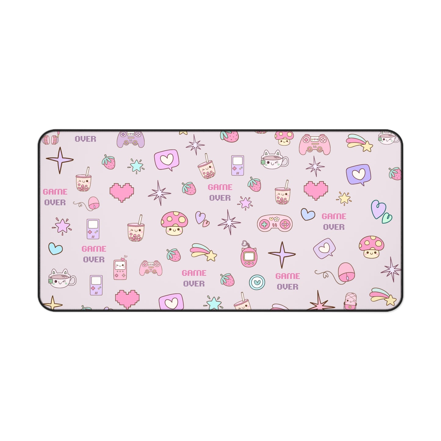 Kawaii Gamer Desk Mat – Cute Gaming Mouse Pad for Girls | "Game Over" Pastel Desk Accessory