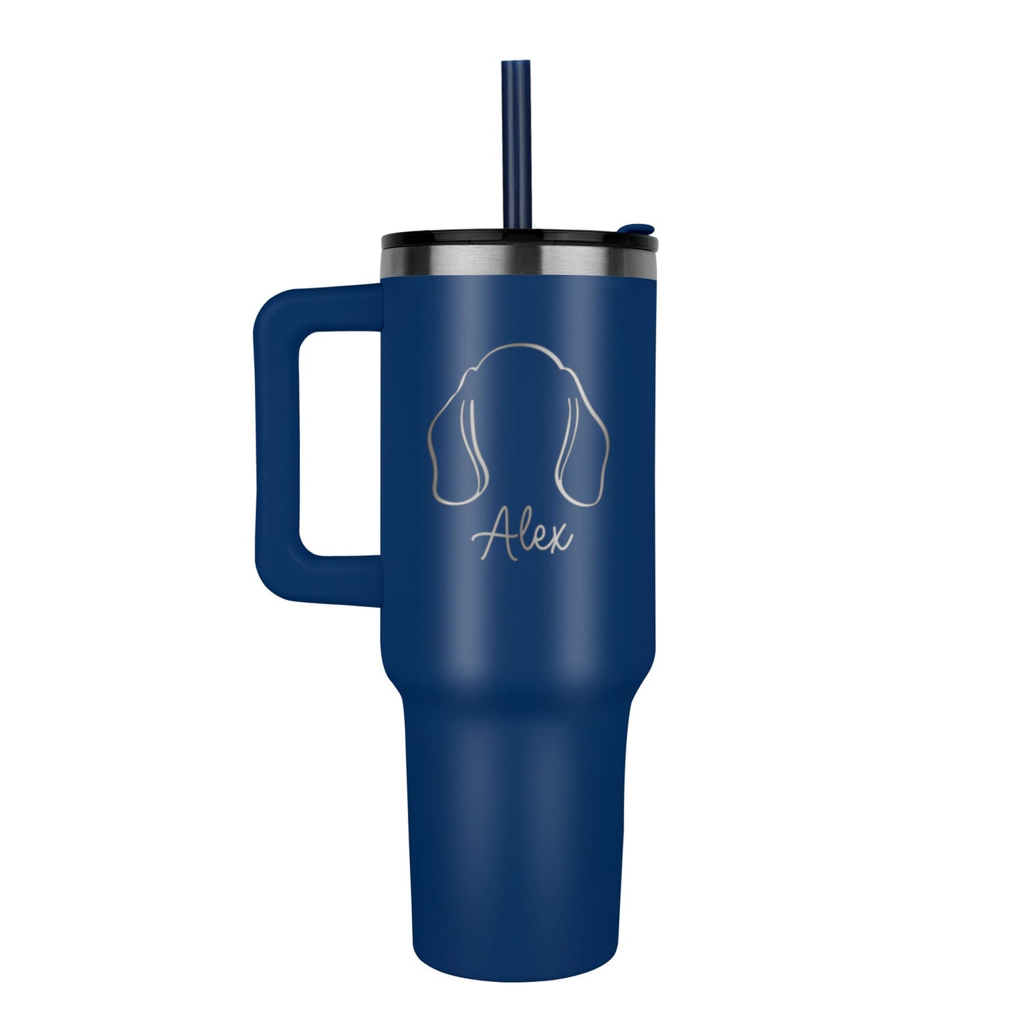 Custom Pet Name & Outline Tumbler – Personalized Dog & Cat Cup with Straw