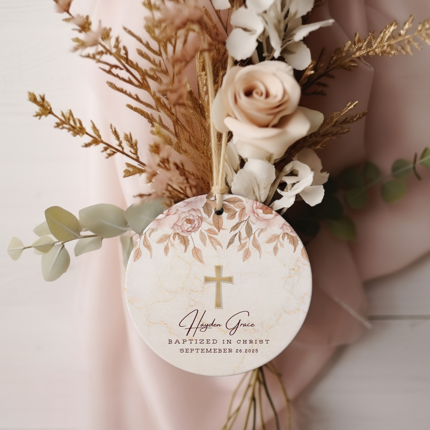 Personalized Baptism Ornament – Custom “Baptized in Christ” Keepsake with Child’s Name & Date – Christian Christening Gift