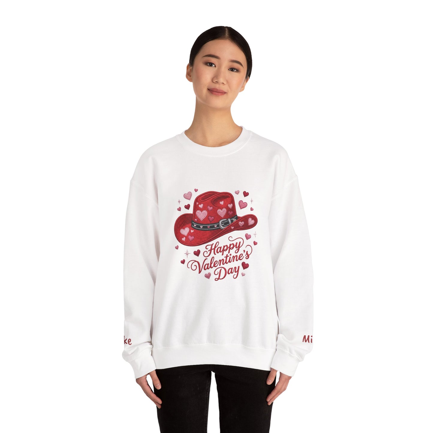 Valentine's Day Red Heart Cowboy Hat Sweatshirt