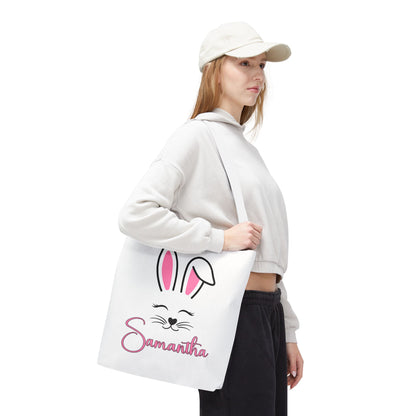 Personalized Easter Bunny Tote Bag – Custom Name Bag for Kids