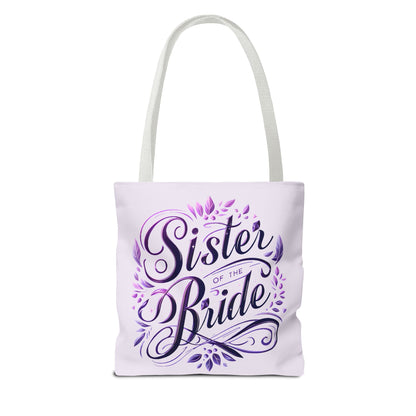Sister of the Bride Tote Bag – Wedding Party Gift, Bridal Shower Accessory, Purple Floral Design