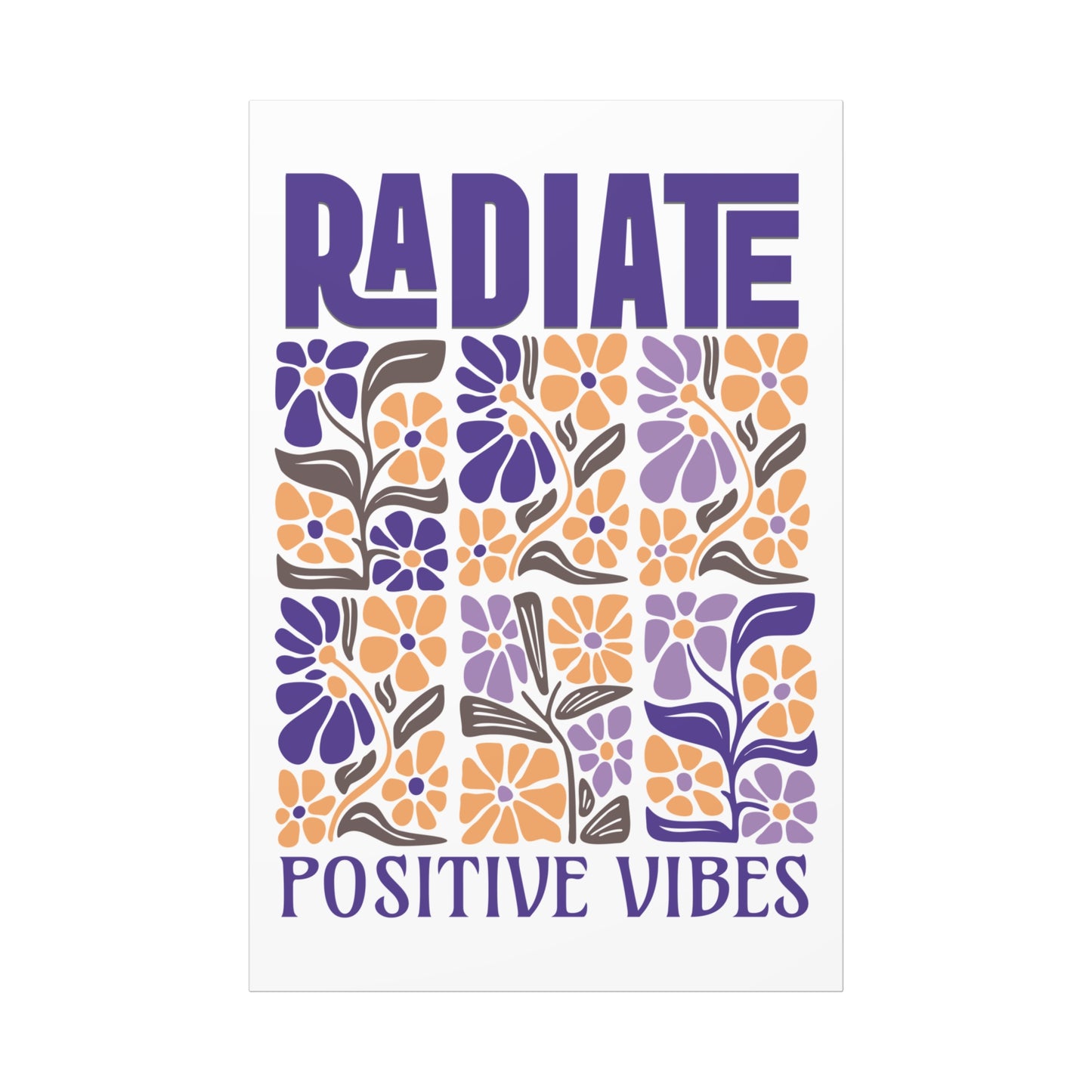 Radiate Positive Vibes – Boho Floral Canvas Wall Art | Inspirational Quote Décor