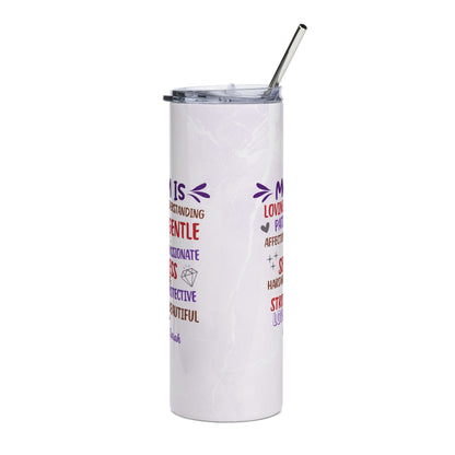 Mom Is" Personalized Word Cloud Tumbler – Custom Name | Loving Patient Strong Beautiful | Sentimental Mother's Day Gift from Kids | 20oz Skinny Tumbler with Straw