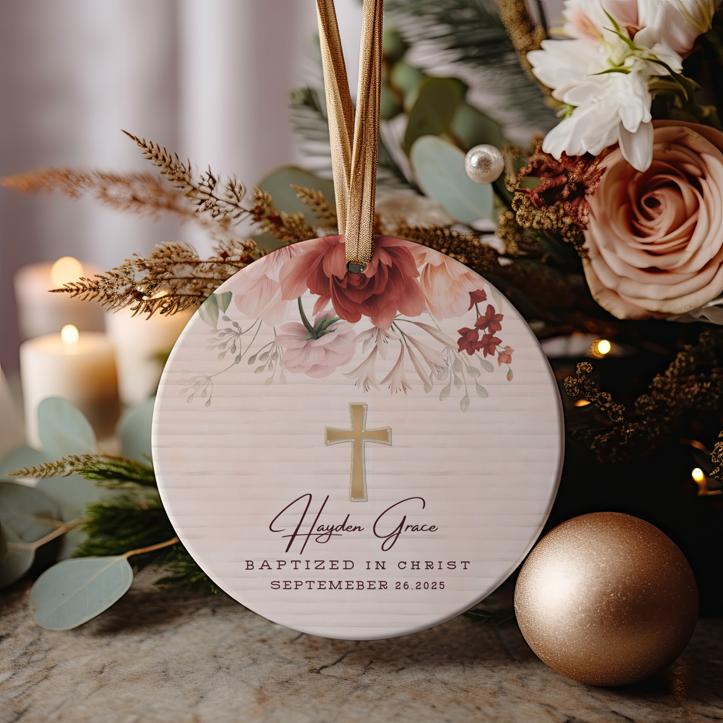 Personalized Baptism Ornament – Custom “Baptized in Christ” Keepsake with Child’s Name & Date – Christian Christening Gift