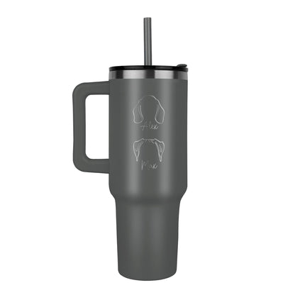 Custom Pet Name & Outline Tumbler – Personalized Dog & Cat Cup with Straw