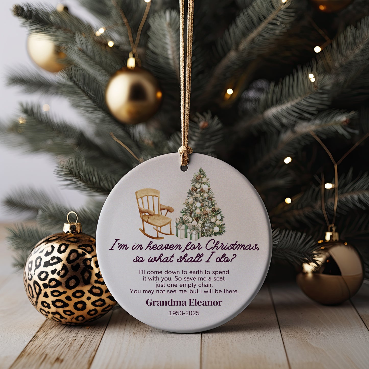 Personalized Memorial Ornament – “I’m in Heaven for Christmas” Custom Remembrance Ornament – In Loving Memory Keepsake Gift for Loss of Loved One