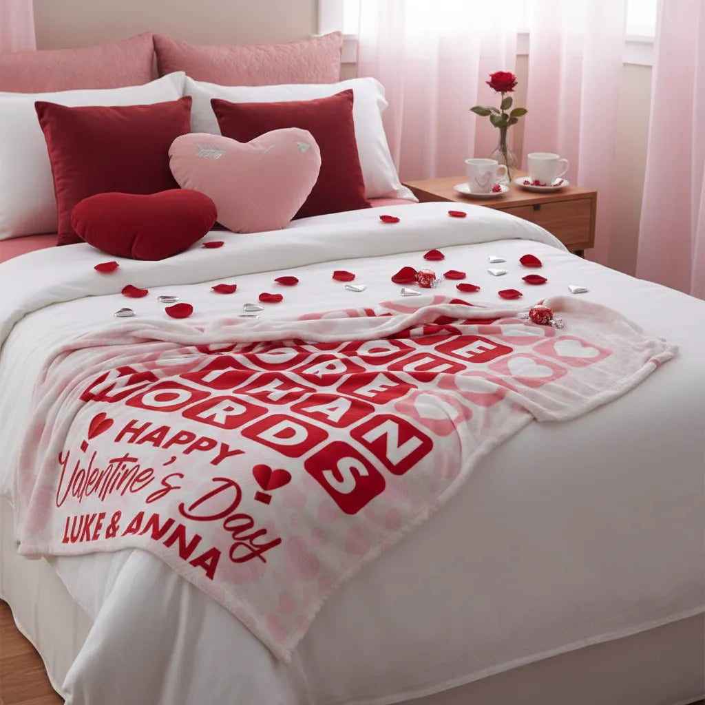 I Love You More Fleece Blanket – Personalized Valentine Couple Blanket