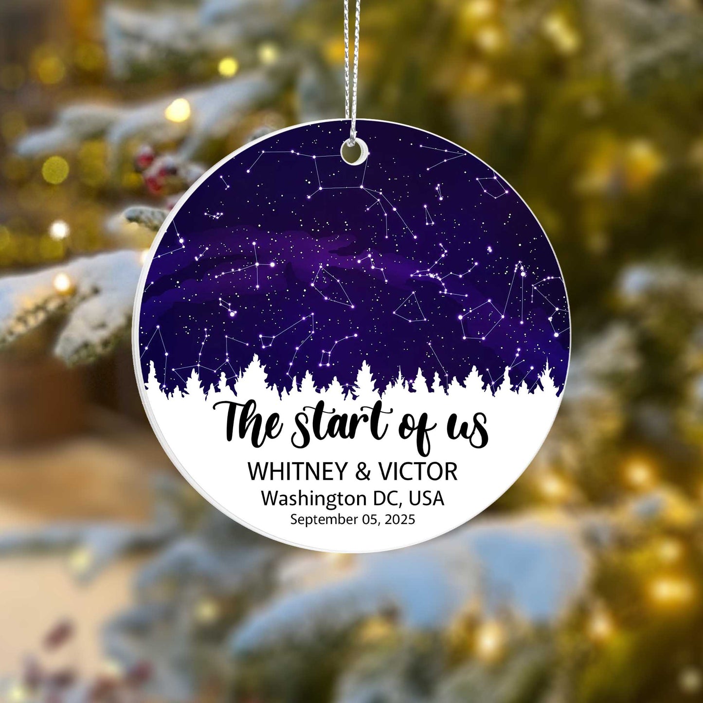Personalized Star Map Ornament - "The Start of Us" Custom Couple Ornament - Names, Date & Location