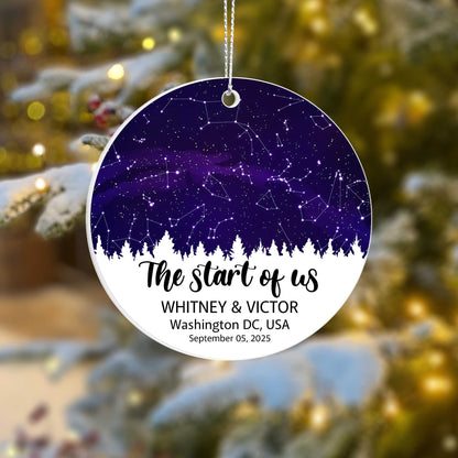 Personalized Star Map Ornament - "The Start of Us" Custom Couple Ornament - Names, Date & Location