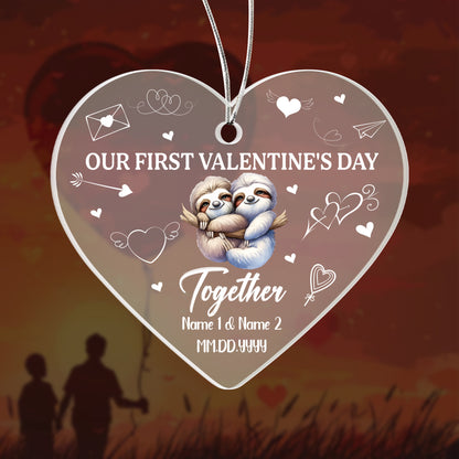 Personalized Acrylic Heart Ornament – Our First Valentine’s Day Gift for Couples, Custom Name & Date Love Keepsake