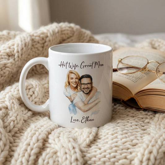 Hot Wife Great Mom Mug, Personalized Photo Custom Gift, Love Ethan Coffee Cup, Best Mom Present, Gift for Her, Pet Lover Mug