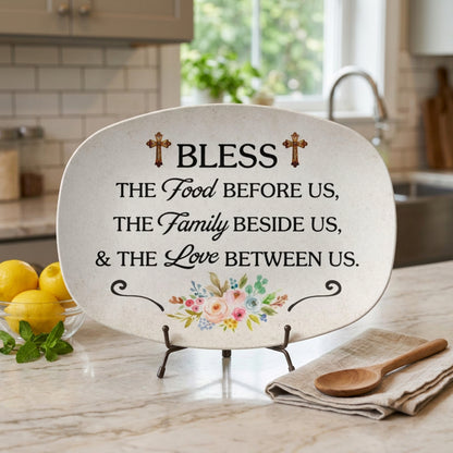 To My Mom - Bless This Food Decorative Platter – Christian Kitchen or Dining Room Table Decor