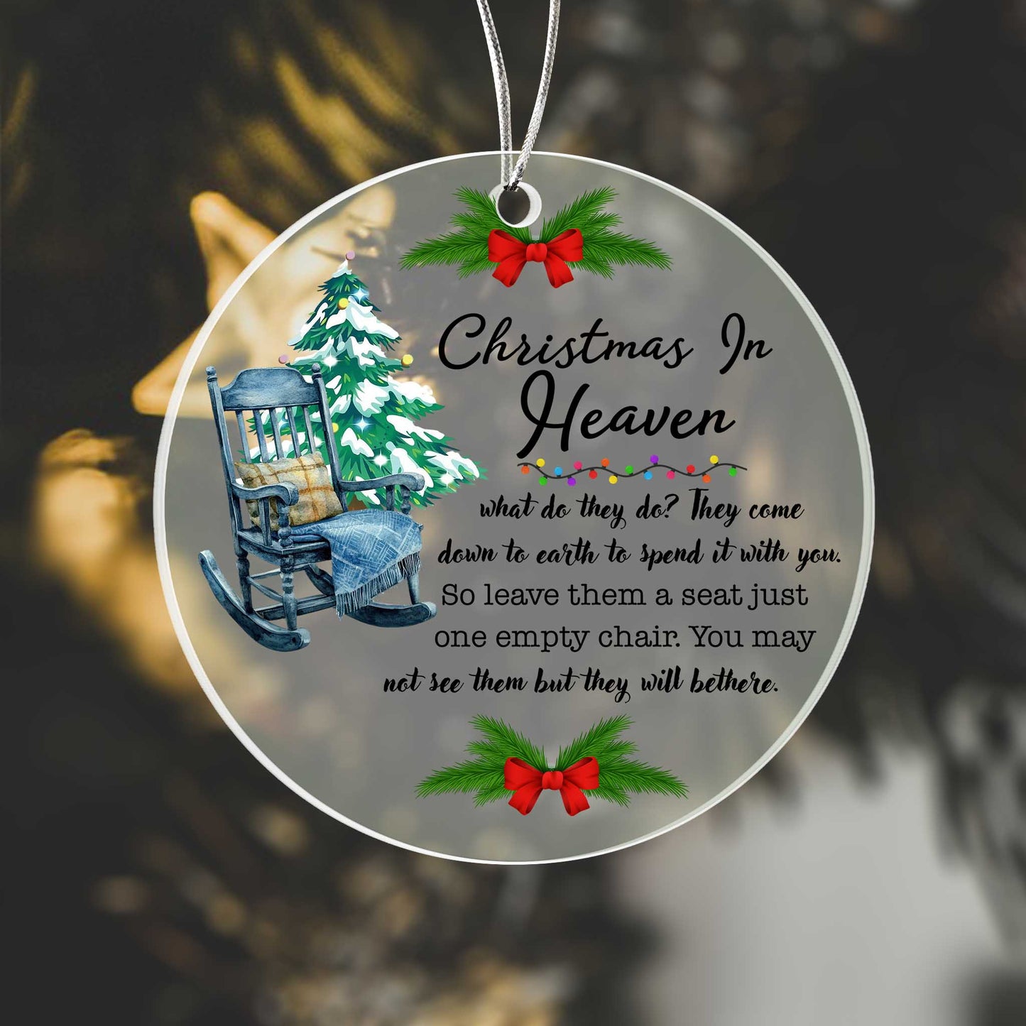 Personalized Acrylic Christmas Ornament - "Christmas In Heaven" Memorial Gift