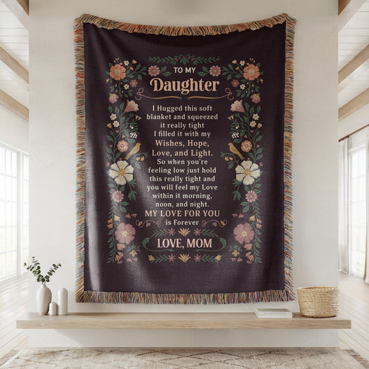 To My Daughter Woven Blanket Love from Mom Gift Cozy Throw