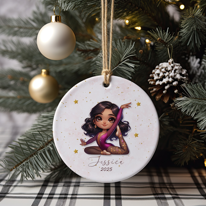 Personalized Gymnastics Ornament – Custom Gymnast Christmas Ornament for Girls – Rhythmic Gymnast Gift – Gymnastics Team Keepsake 2025