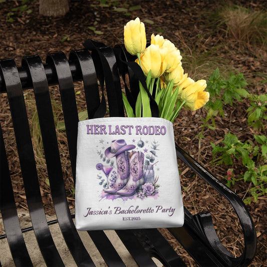 Personalized Her Last Rodeo Bachelorette Tote Bag – Custom Western Bridal Party Gift with Name & Date