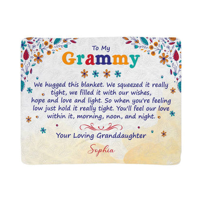 Personalized Grammy Sherpa Fleece Blanket from Granddaughter