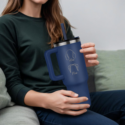 Custom Pet Name & Outline Tumbler – Personalized Dog & Cat Cup with Straw