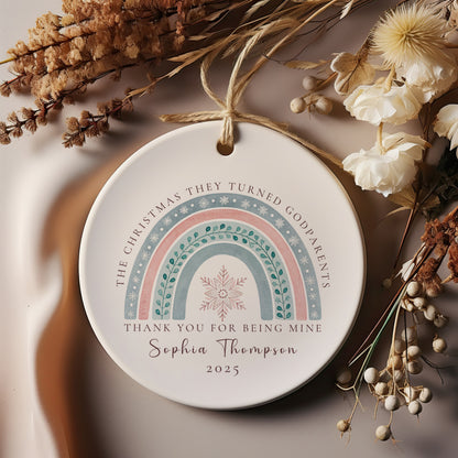 Personalized Godparent Ornament from Godchild – Custom Names & Year – Thank You Christmas Gift Keepsake