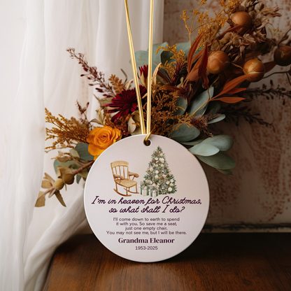 Personalized Memorial Ornament – “I’m in Heaven for Christmas” Custom Remembrance Ornament – In Loving Memory Keepsake Gift for Loss of Loved One