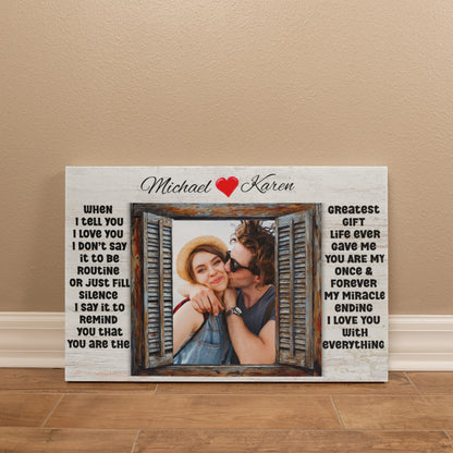 Custom Couple Photo Canvas – "I Love You" Romantic Wall Art Gift