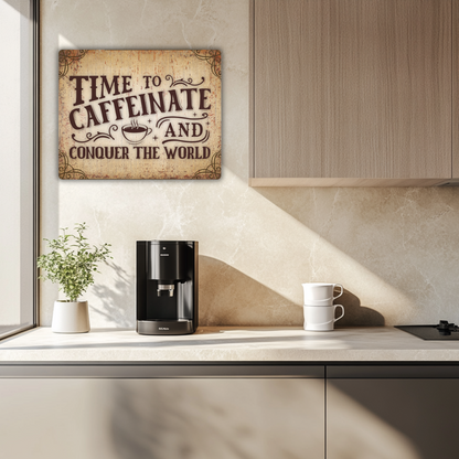 Time to Caffeinate Metal Sign – Vintage Coffee Wall Art