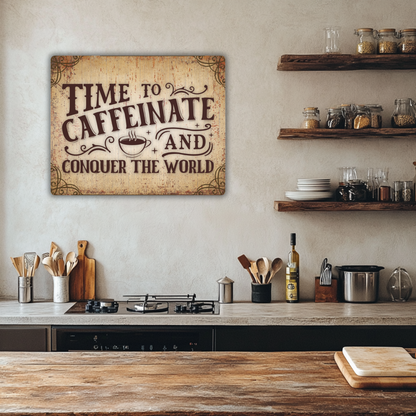 Time to Caffeinate Metal Sign – Vintage Coffee Wall Art