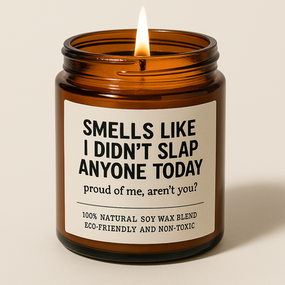 Funny Soy Candle for Surviving the Day Smells Like I Didn’t Slap Anyone