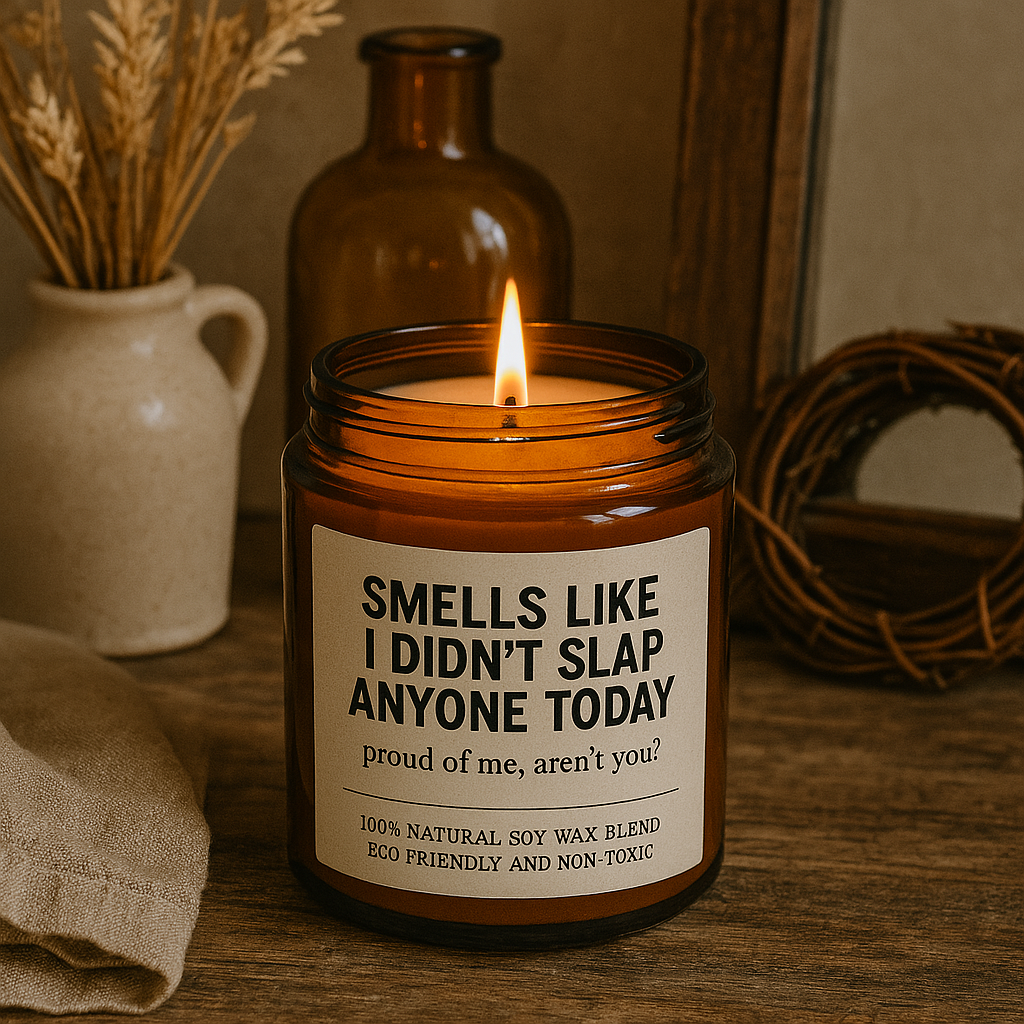 Funny Soy Candle for Surviving the Day Smells Like I Didn’t Slap Anyone