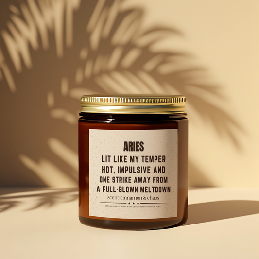 Funny Aries Zodiac Scented Candle for Energy and Ambiance