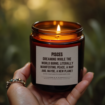 Funny Pisces Zodiac Scented Candle for Joyful Aromas