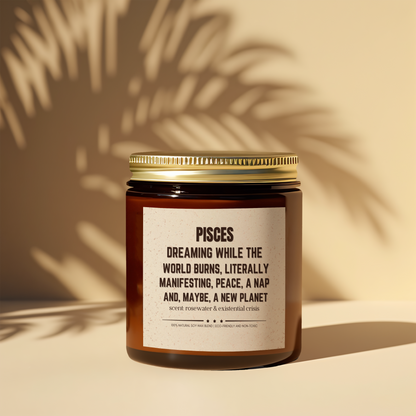Funny Pisces Zodiac Scented Candle for Joyful Aromas