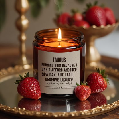 Funny Taurus Zodiac Scented Candle for Fun and Relaxation