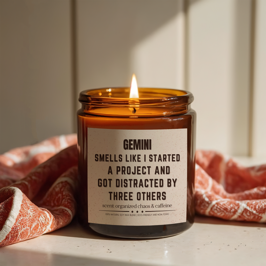 Funny Gemini Scented Candle for Cozy Vibes and Laughter