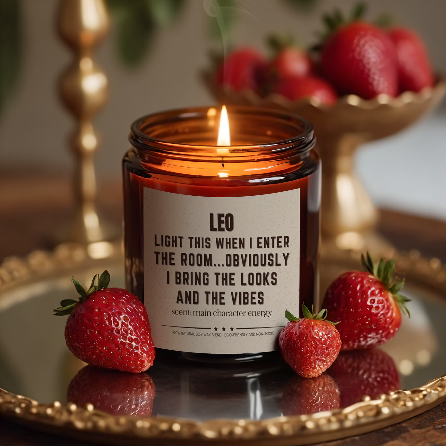 Funny Leo Zodiac Scented Candle for Astrology Lovers