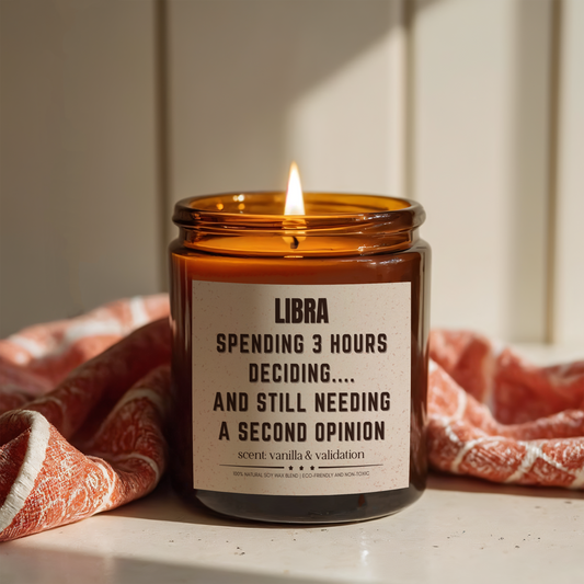 Funny Libra Zodiac Candle: Eco-Friendly Aromatic Delight