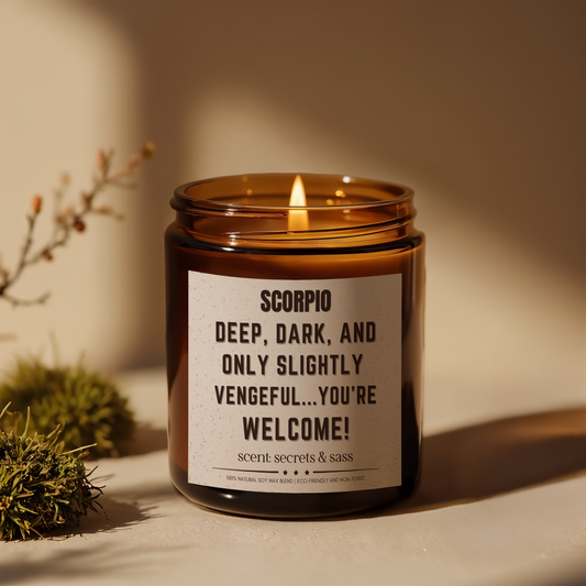 Funny Scorpio Zodiac Scented Candle for Cozy Vibes