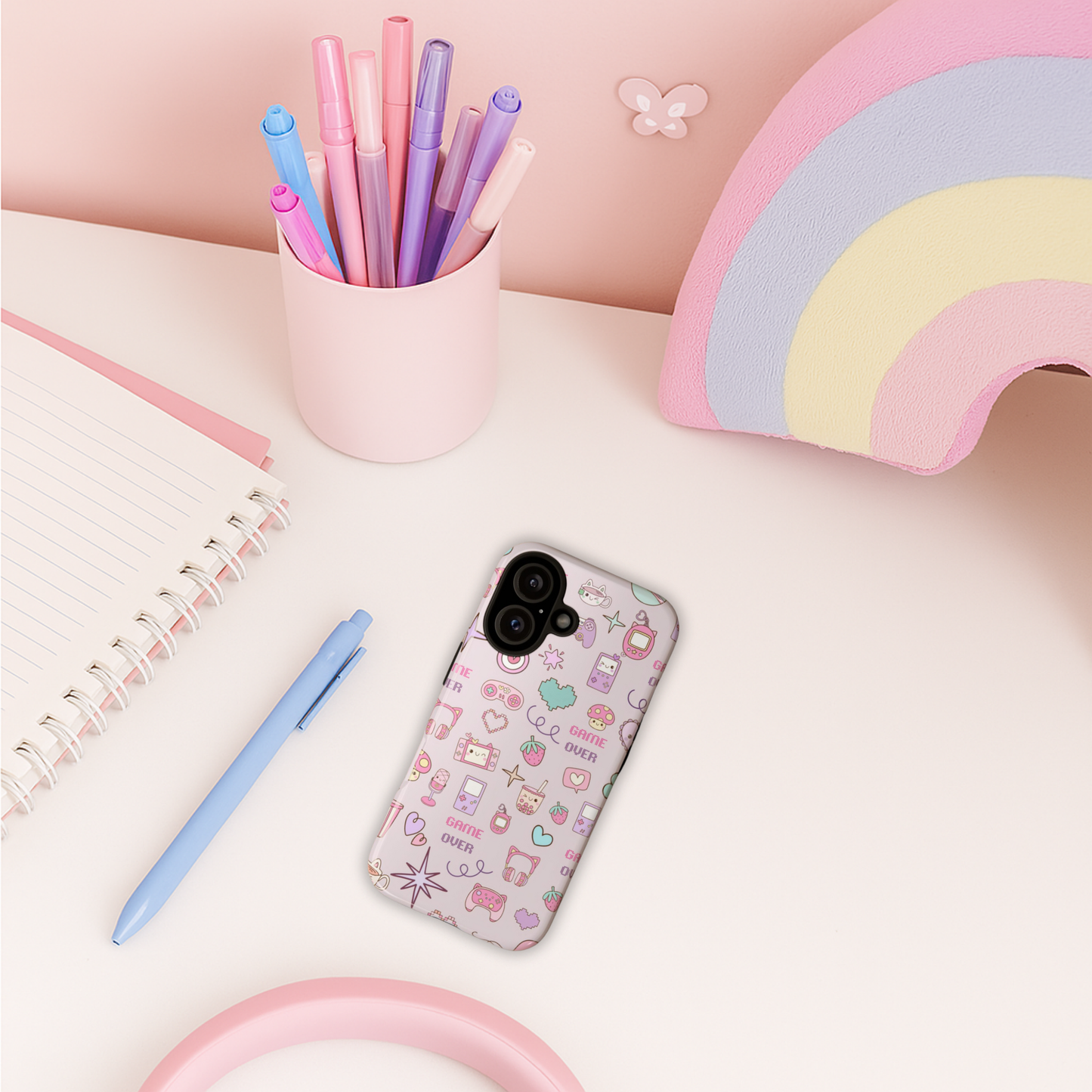 Kawaii Gamer Girl iPhone 16 Case – Cute Pastel Gaming-Themed Phone Cover for Girls