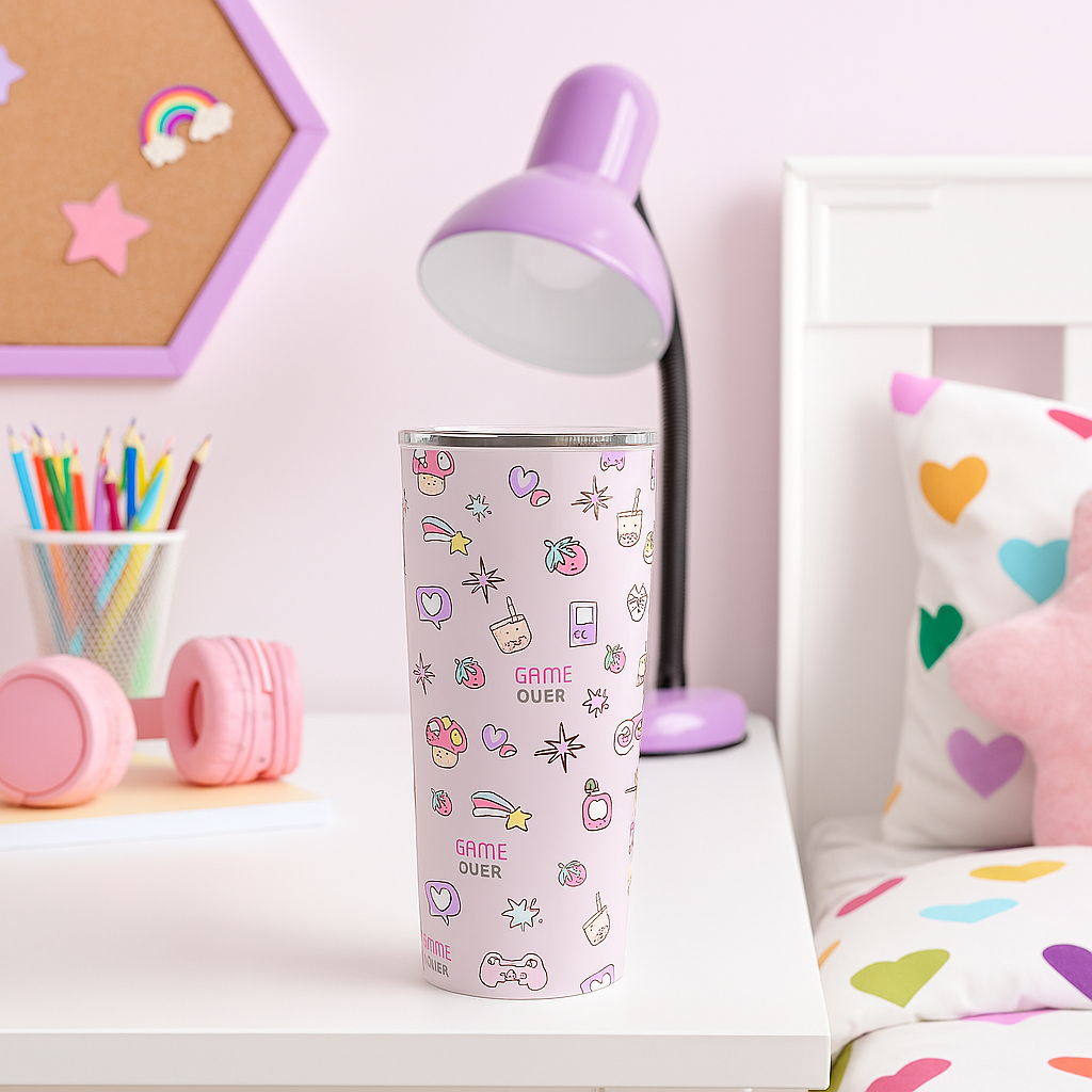 Kawaii Gamer Girl 20oz Tumbler – Cute Gaming-Themed Stainless Steel Cup for Kids
