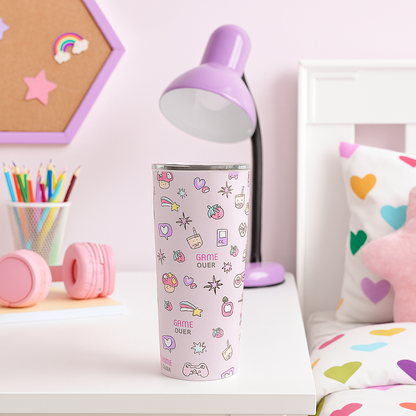Kawaii Gamer Girl 20oz Tumbler – Cute Gaming-Themed Stainless Steel Cup for Kids