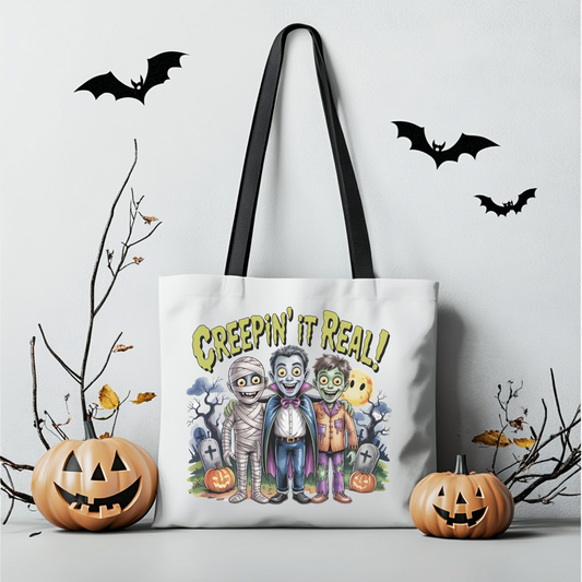 Creepin' It Real Halloween Tote Bag – Funny Trick-or-Treat Bag for Kids & Adults
