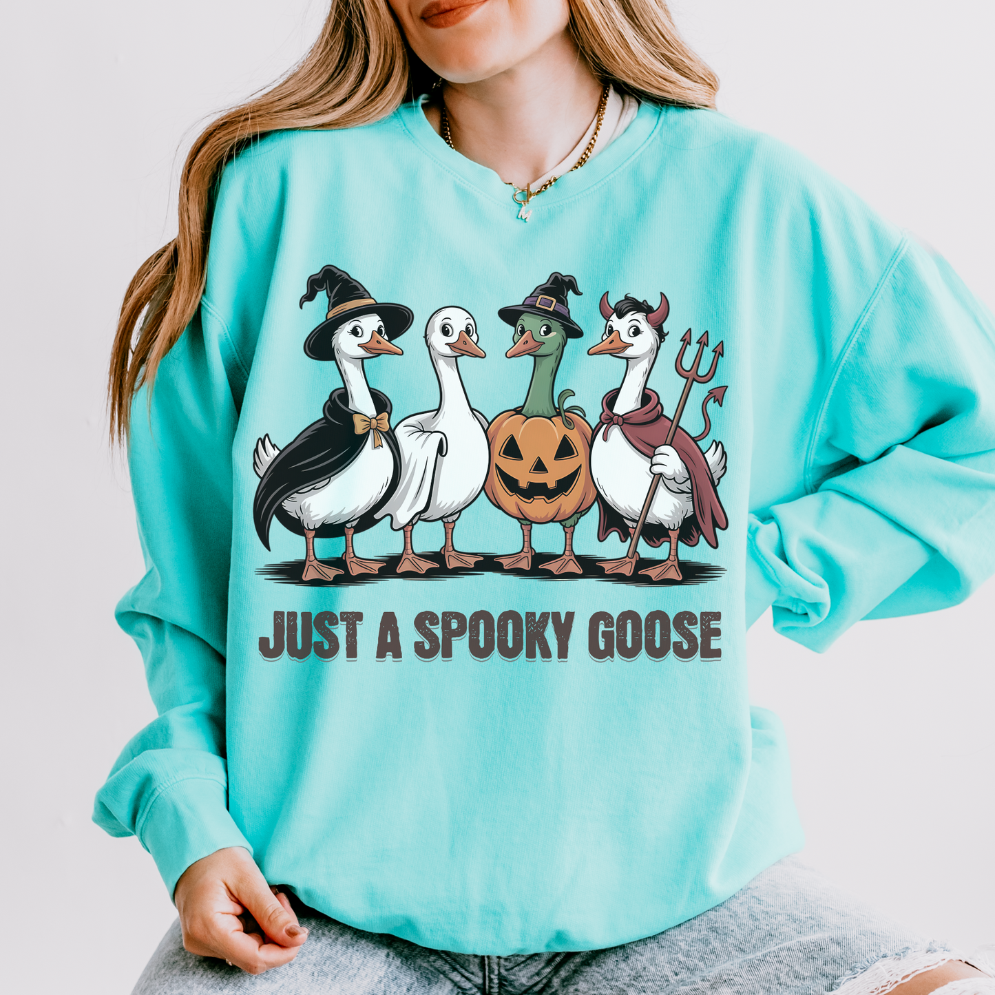 Just a Spooky Goose Sweatshirt – Funny Halloween Crewneck