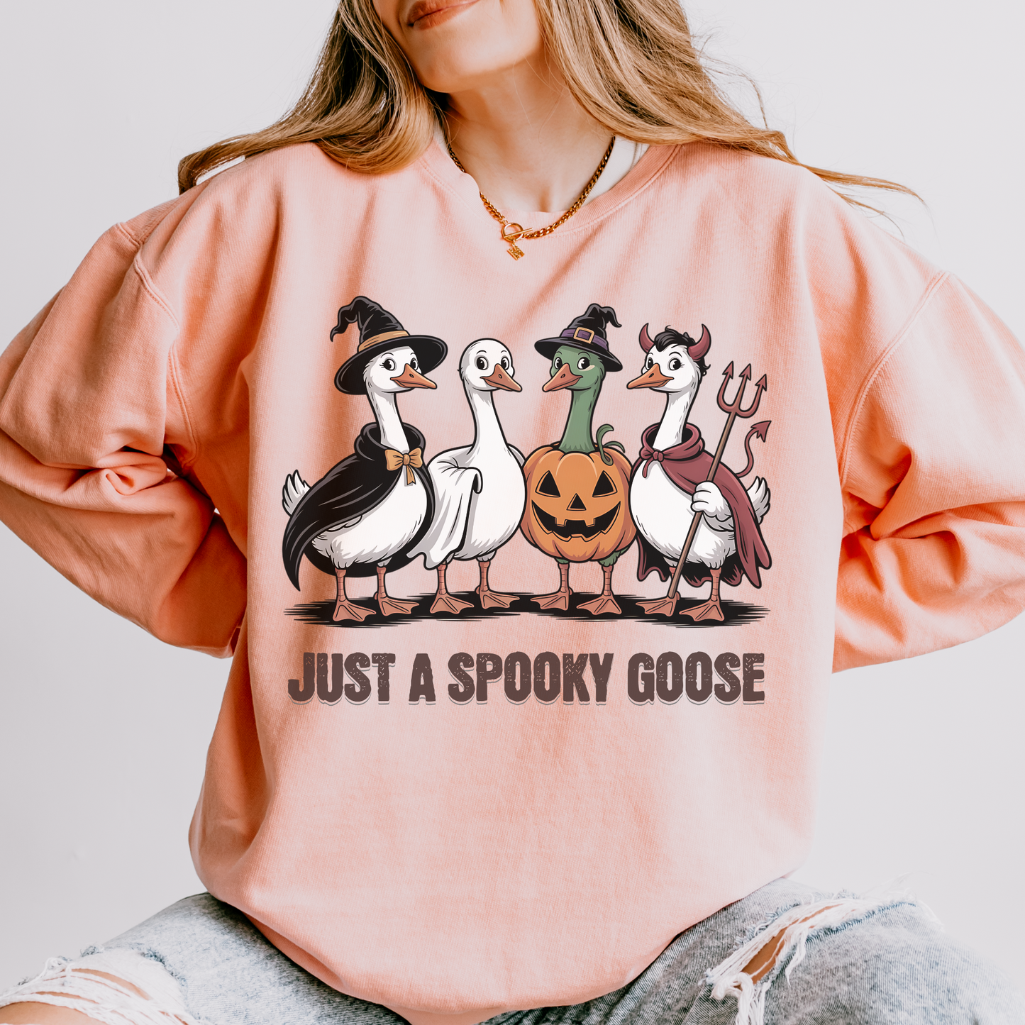 Just a Spooky Goose Sweatshirt – Funny Halloween Crewneck