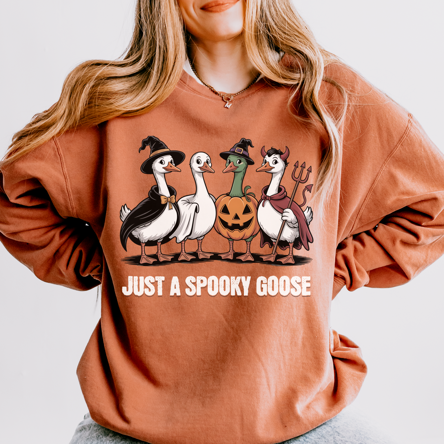 Just a Spooky Goose Sweatshirt – Funny Halloween Crewneck