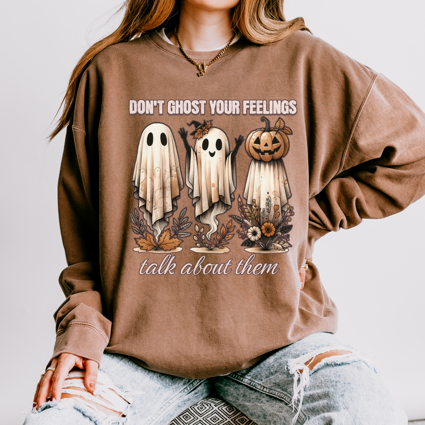 Don’t Ghost Your Feelings Sweatshirt – Mental Health Halloween Crewneck